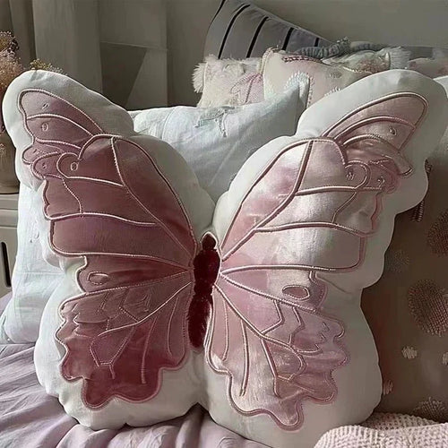 Rosa Plys Sommerfuglpute for Sofa og Soverom | Skanto