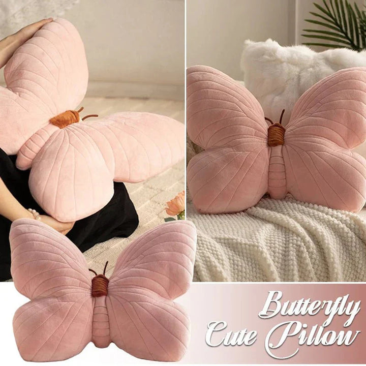 Rosa Plys Sommerfuglpute for Sofa og Soverom | Skanto