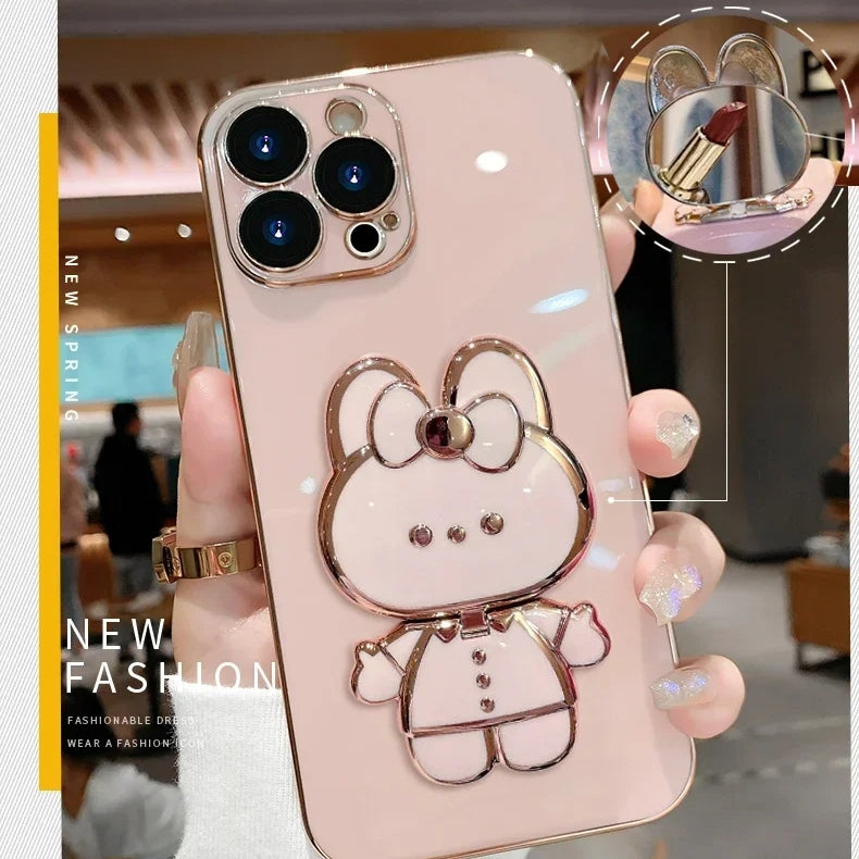 Skanto | 3D Kanin Koreansk Stil Speil iPhone Etui