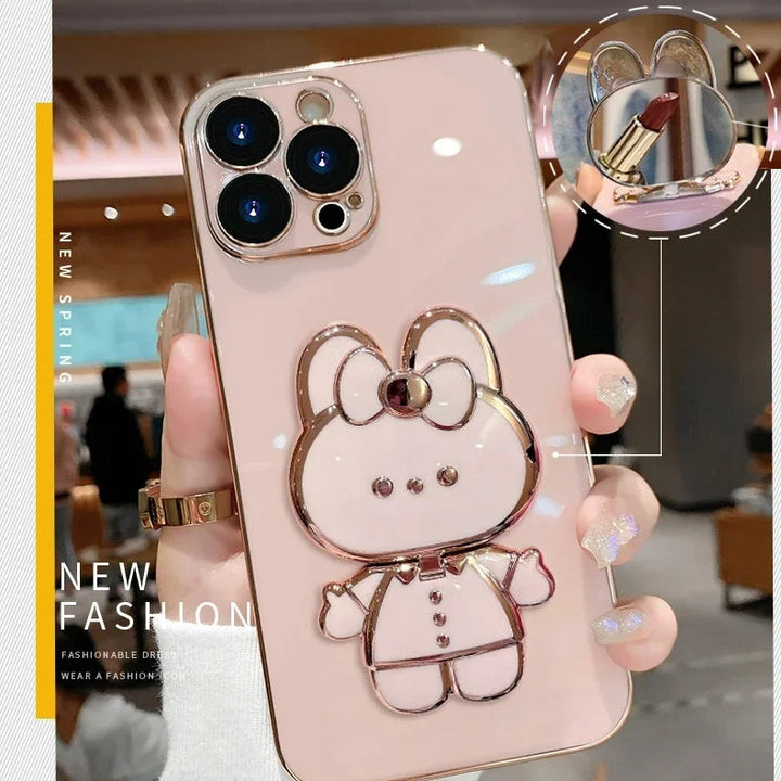 Skanto | 3D Kanin Koreansk Stil Speil iPhone Etui