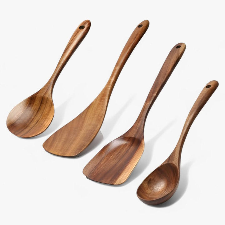 Skanto | Elegant Teak Wood Kitchen Utensil Set – 7-Delt