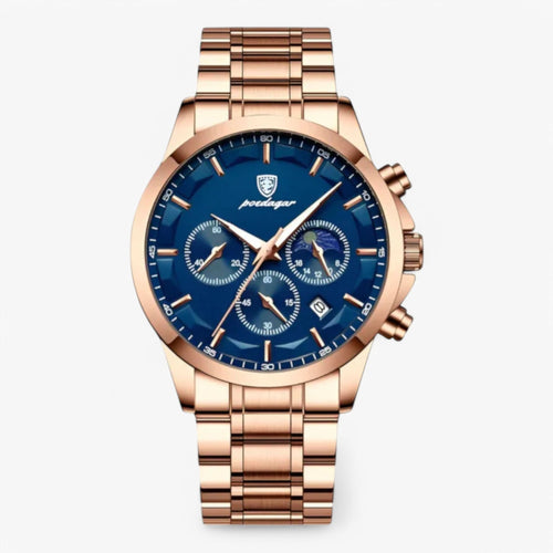 Herren-Chronograph med Lederarmband og Datumsanzeige