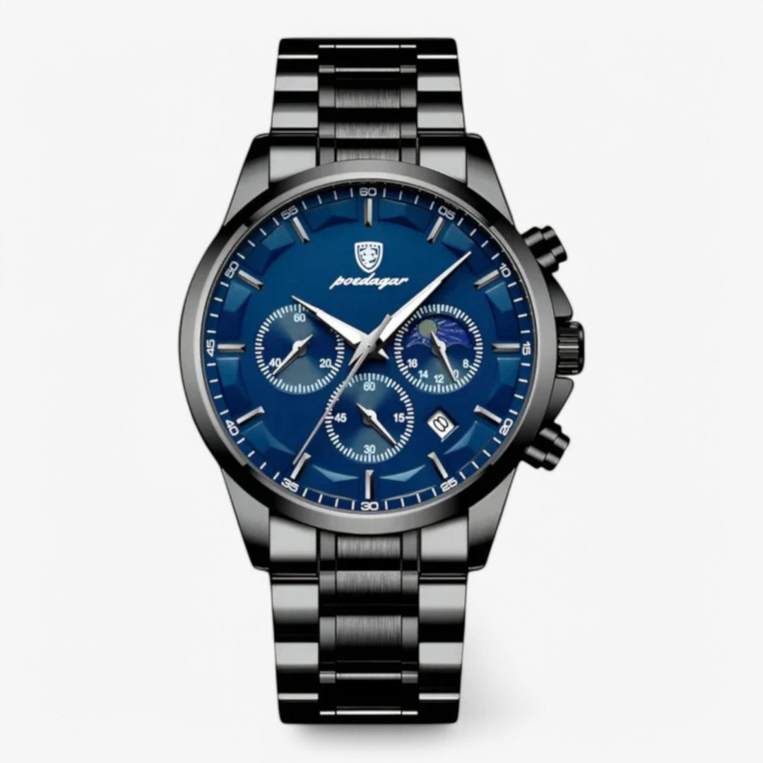 Herren-Chronograph med Lederarmband og Datumsanzeige