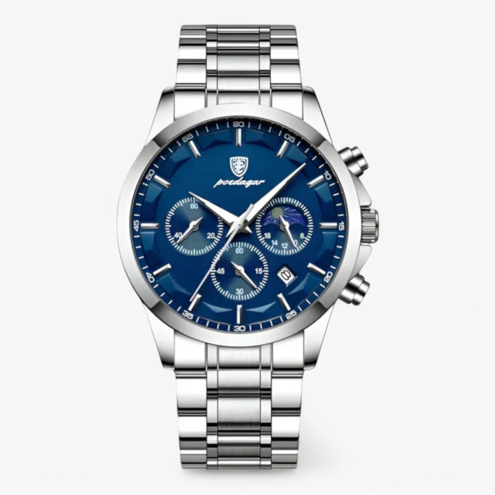Herren-Chronograph med Lederarmband og Datumsanzeige