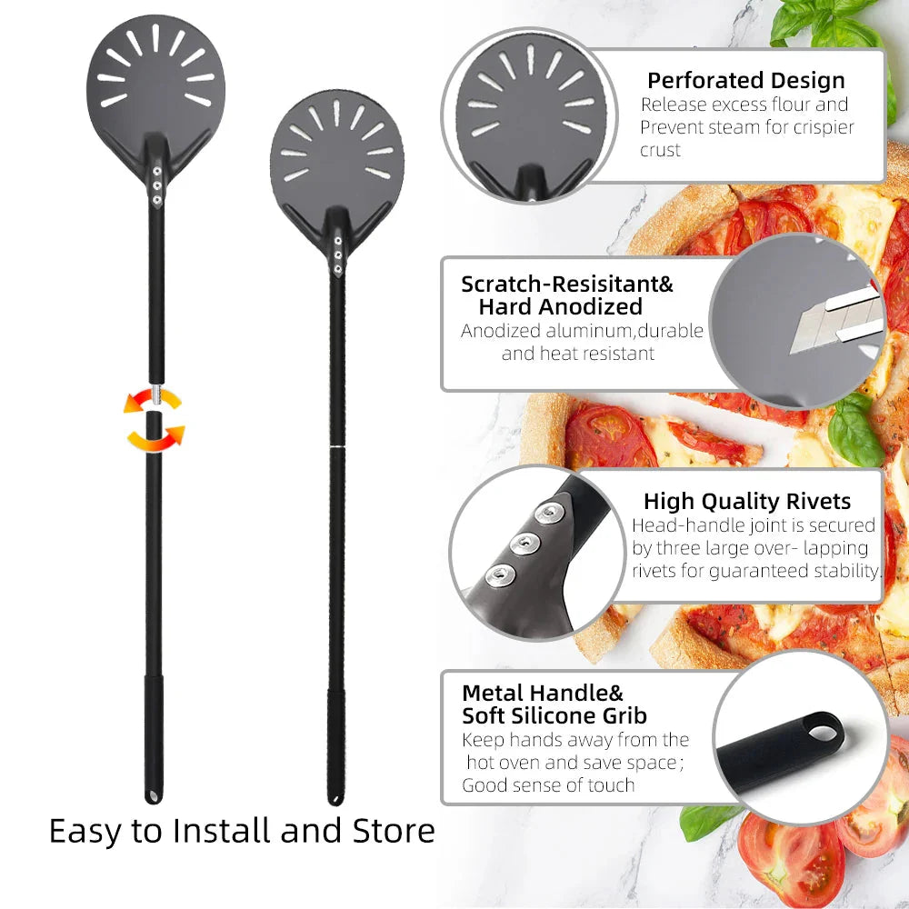 Pizza Spade Vendepaddle Rund Pizza Verktøy Trehåndtak Nonstick | Skanto