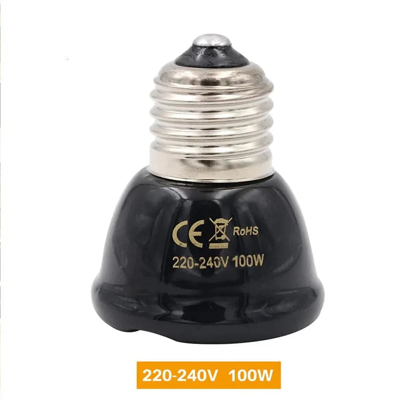 E27 Pet Heating Lamp for Turtle Snake Lizard Infrared Ceramic Emitter Heat Light 50W/75W/100W Reptile Lamp Reptile Light EU Plug | Skanto