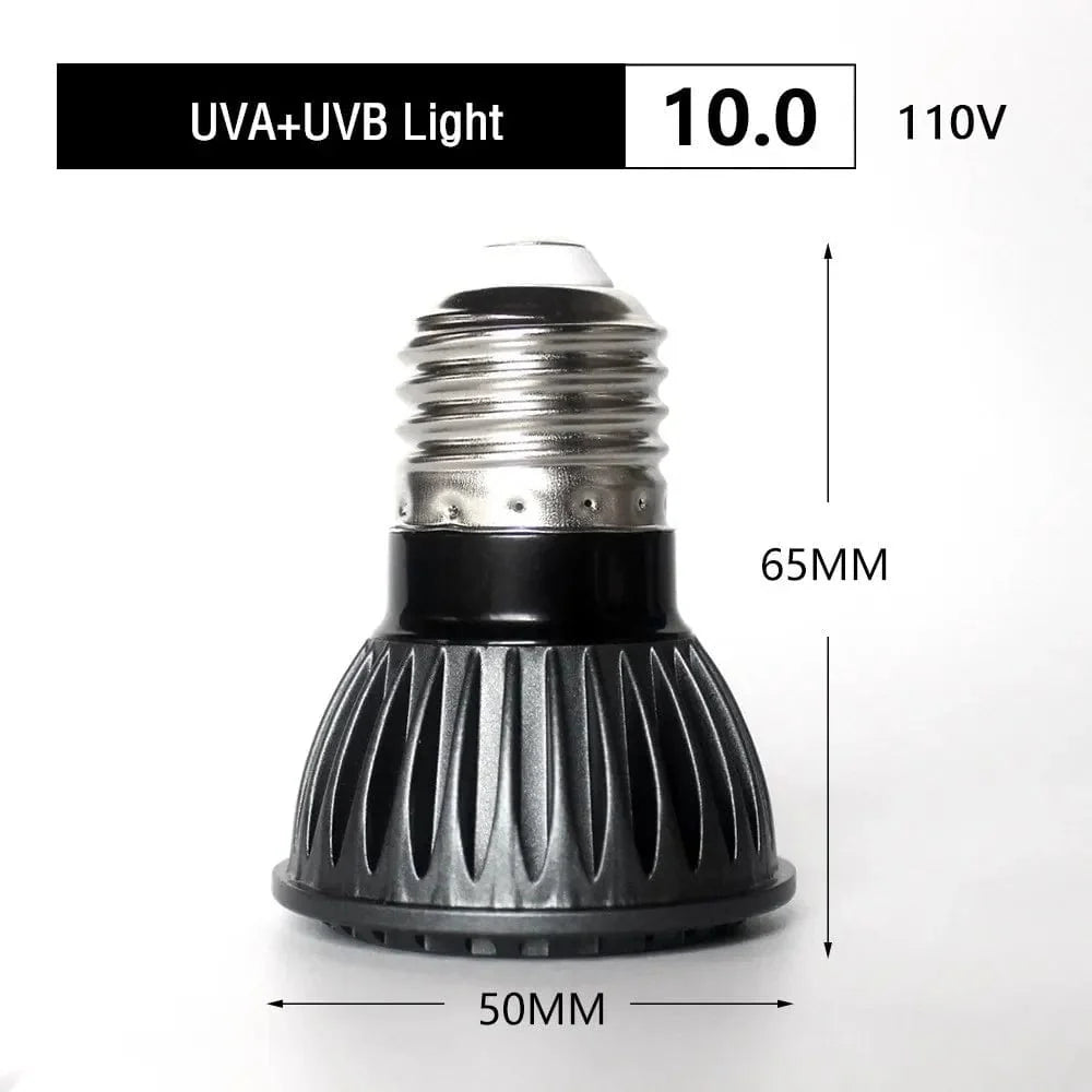 UVA + UVB LED Reptilbelysning Skillpadde Solplattform Full Spektrum Sollampe Solbade Varmlampe for Øgler Reptiler og Amfibier | Skanto