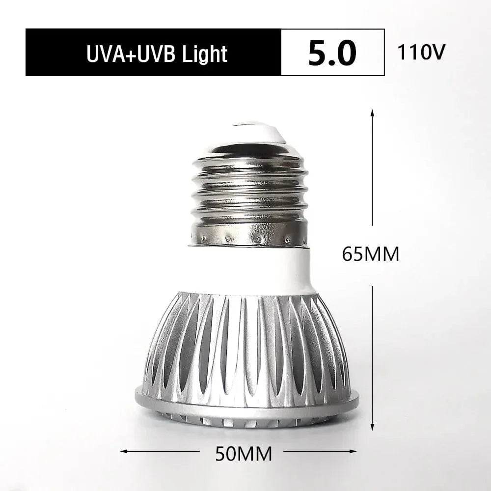 UVA + UVB LED Reptilbelysning Skillpadde Solplattform Full Spektrum Sollampe Solbade Varmlampe for Øgler Reptiler og Amfibier | Skanto