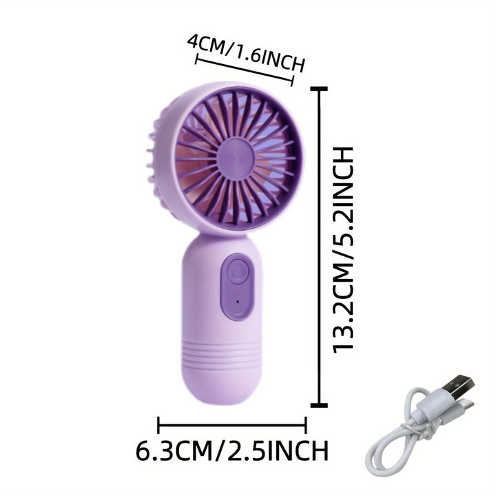 1PC Mini Bærbar Vifte, USB Oppladbar, Med 3 Hastigheter - Håndholdt Vifte For Menn Og Kvinner - Perfekt For Kontor, Utendørs, Reisemål, Og Camping | Skanto
