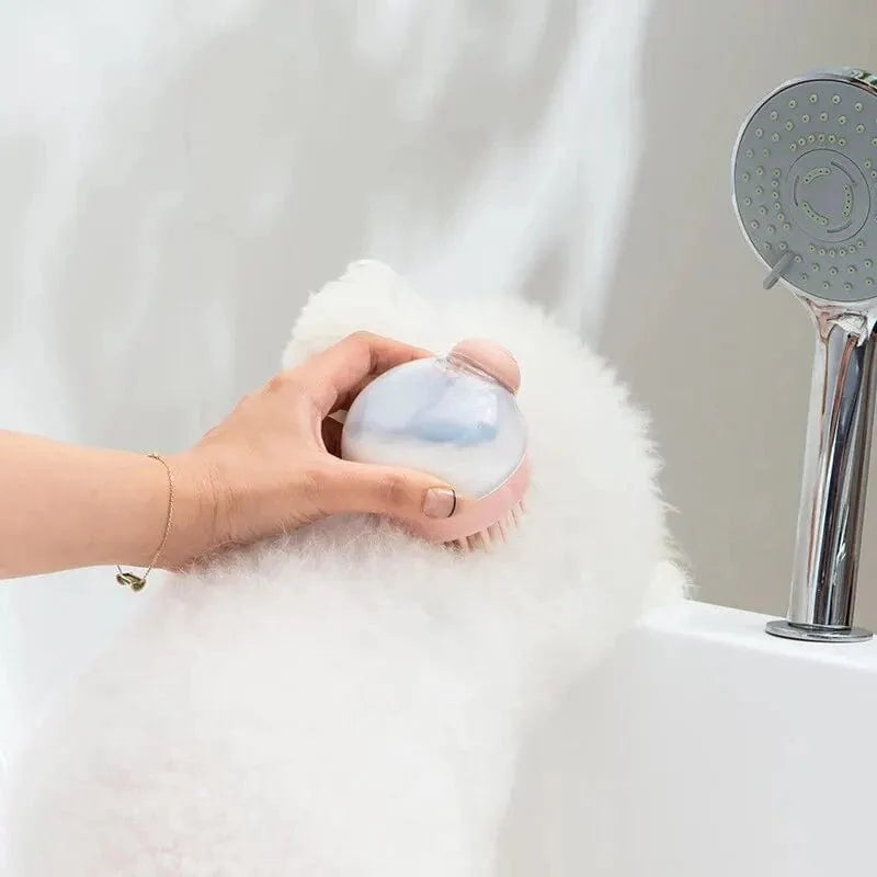 1stk Pet Bath Brush Myk Silikon Med Sjampo Dispenser Skånsom Massasje For Pelspleie Og Rensing Av Pels Og Hår | Skanto