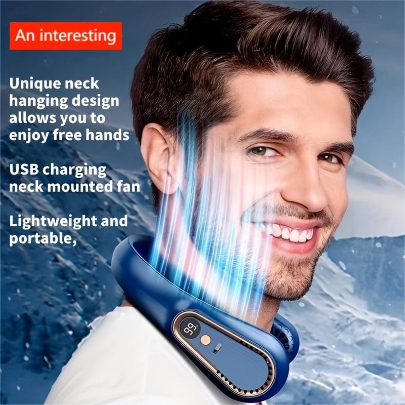 1pc Vaneless Hanging Neck Fan, Portable USB Cooler Fan Med 5 Hastigheter Og Digitale Skjerm - Super Sterk Teknologi Og Bladeless Design For Utendørsbruk | Skanto