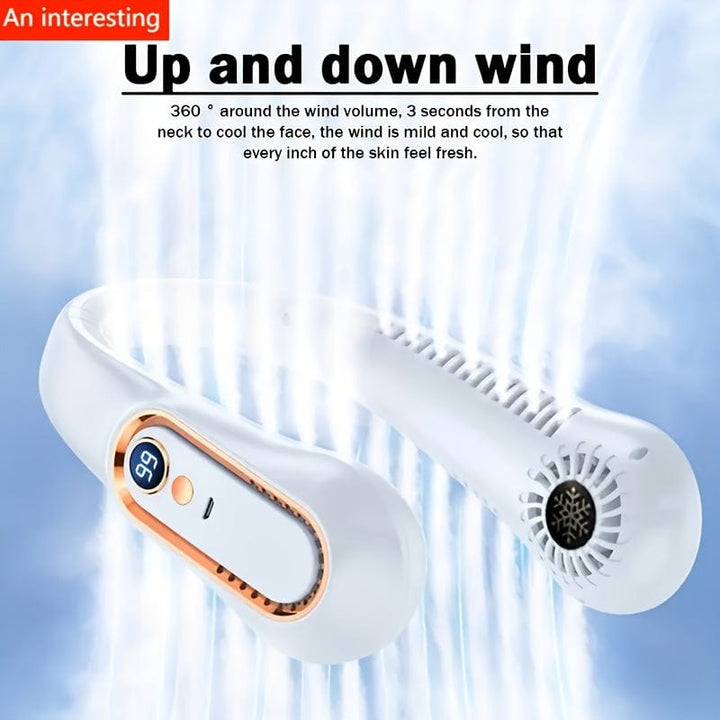 1pc Vaneless Hanging Neck Fan, Portable USB Cooler Fan Med 5 Hastigheter Og Digitale Skjerm - Super Sterk Teknologi Og Bladeless Design For Utendørsbruk | Skanto