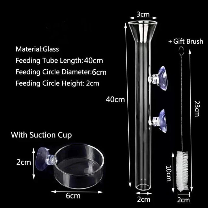 Tykt glass akvarium materieltube skål Gjennomsiktig fisketank reke snegle mat materielskål Akvariefisk matingstilbehør | Skanto