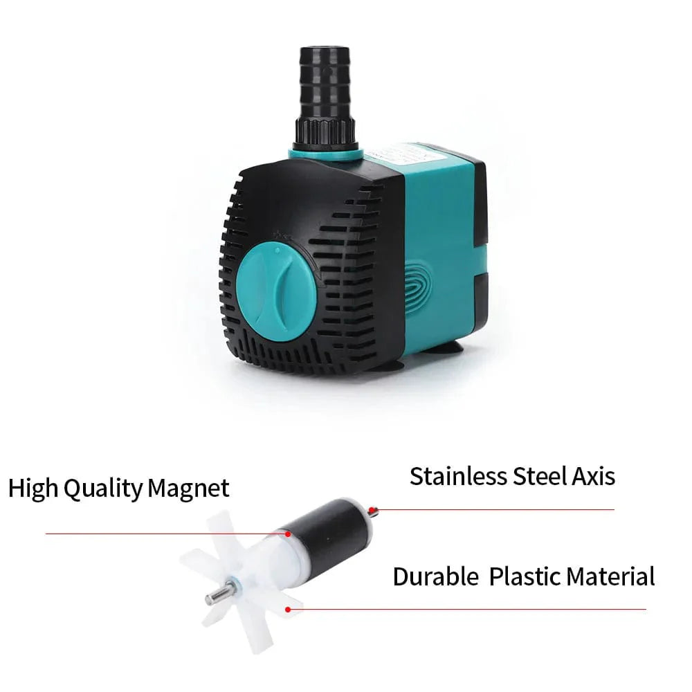 3-60W Ultra-Stille Nedsenkbar Vannpumpe Fontene Fiskedam Akvarium Vannpumpe Filter Fisketank Fontenepumpe 220V-240V/110V | Skanto