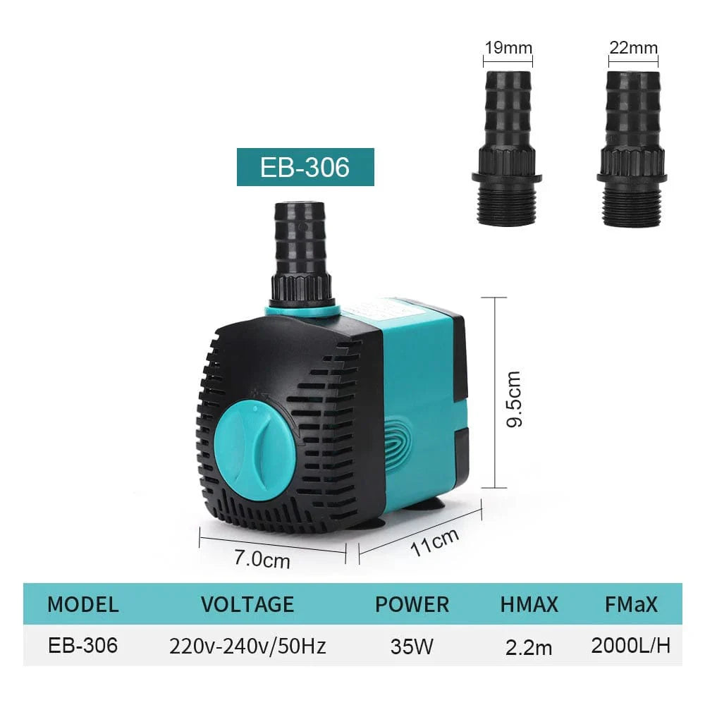 3-60W Ultra-Stille Nedsenkbar Vannpumpe Fontene Fiskedam Akvarium Vannpumpe Filter Fisketank Fontenepumpe 220V-240V/110V | Skanto