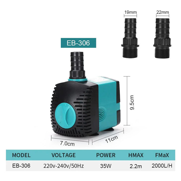 3-60W Ultra-Stille Nedsenkbar Vannpumpe Fontene Fiskedam Akvarium Vannpumpe Filter Fisketank Fontenepumpe 220V-240V/110V | Skanto