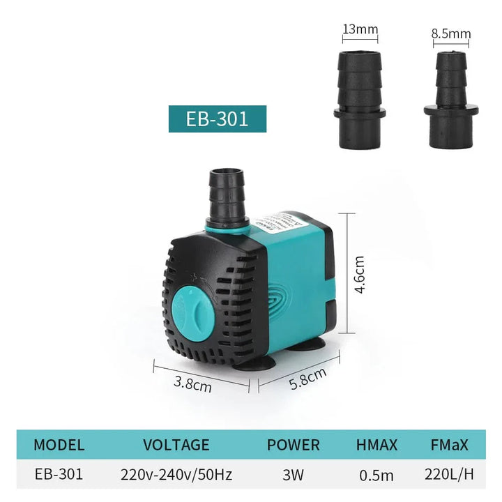 Ultra-Stille 3-60W Nedsenkbar Vannfontene Pumpe Filter Fiskedam Akvarium Vannpumpe Tankfontene EU US 220V-240V | Skanto