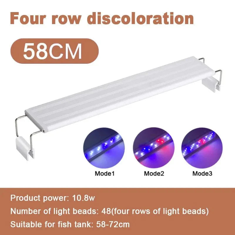 Akvarium LED-lys Super Slim Fisketank Lys Plantevekst Belysning 28-58cm Lysende Uttrekkbar Klemme 220V For Fisketank | Skanto