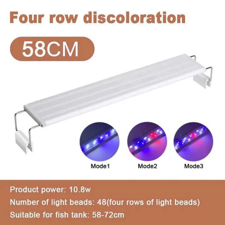 Akvarium LED-lys Super Slim Fisketank Lys Plantevekst Belysning 28-58cm Lysende Uttrekkbar Klemme 220V For Fisketank | Skanto