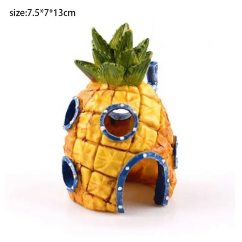 Cartoon Fisketank Dekor Figurer Ornamenter Simulering Harpiks Ananas Hus Fisketank Dekorasjon Landskapspleie Akvarium Tilbehør | Skanto