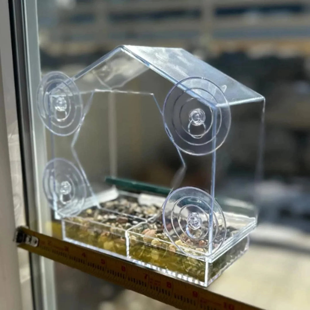 Akryl Klar Glassvindu Fugler Hengende Fôr Fuglehus Mat Fôrhuset Bord Frø Peanøtt Sugekopp | Skanto