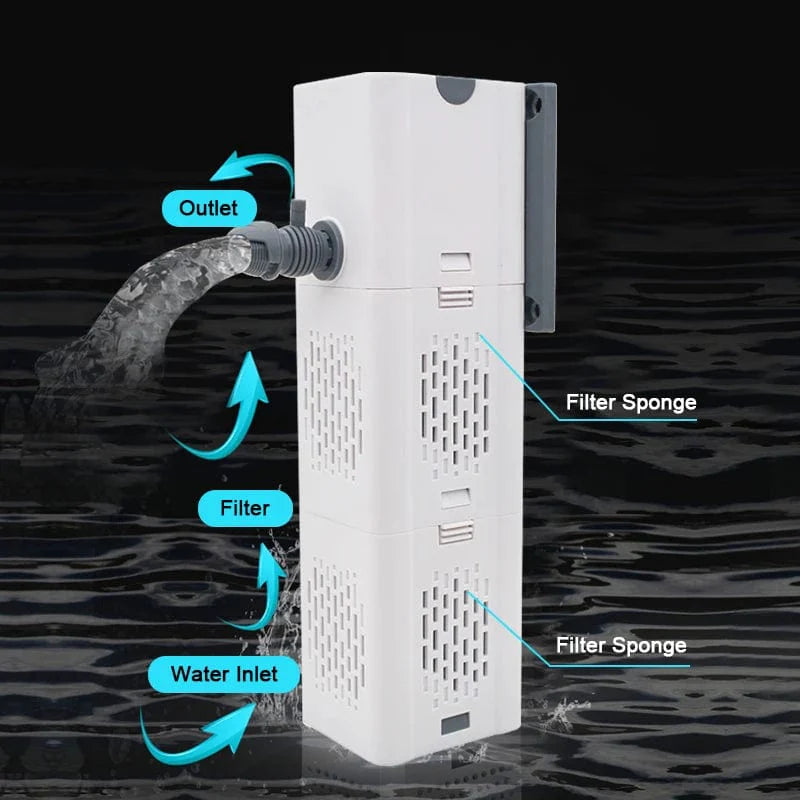 Akvariefilterpumpe Fisketank Nedsenkbar Stille Luft Oksygenerer Intern Vannpumpe Akvarie Luftpumpe Bølge Maker 220v | Skanto