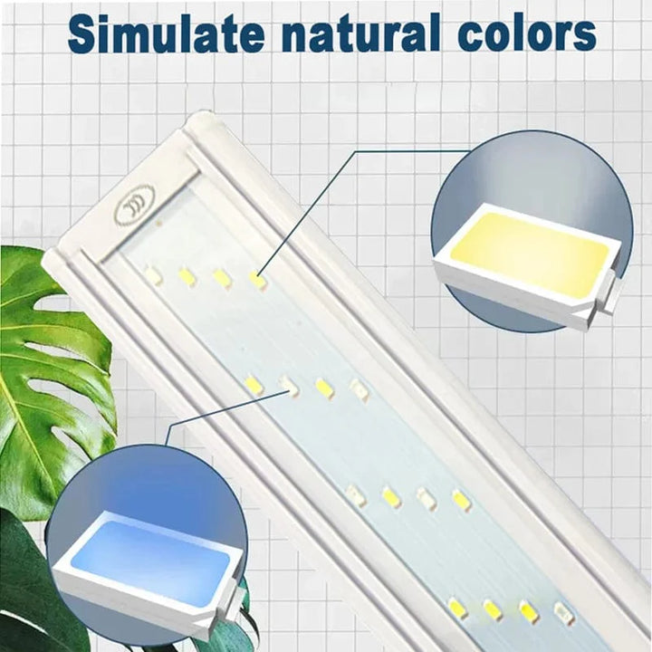 Akvarium LED-lys Super Slim Fisketank Lys Plantevekst Belysning 28-58cm Lysende Uttrekkbar Klemme 220V For Fisketank | Skanto