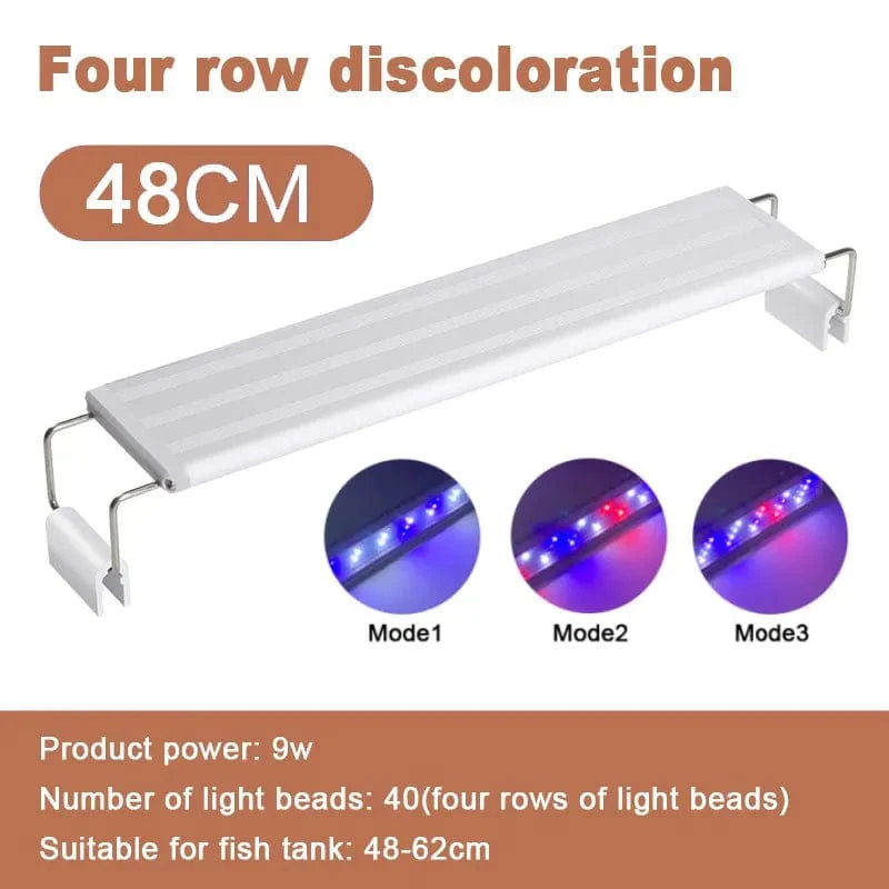 Akvarium LED-lys Super Slim Fisketank Lys Plantevekst Belysning 28-58cm Lysende Uttrekkbar Klemme 220V For Fisketank | Skanto