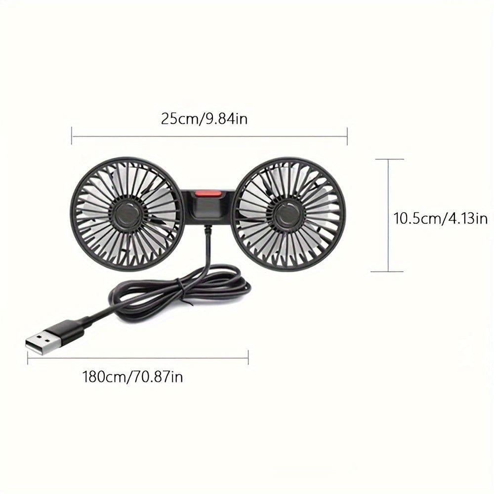 1stk Bilvifte, Bil Liten Luftkondisjoner, Dobbelthodet Bakvifte, Sterk Vind, 360 Graders Rotasjon, Stor Luftvolum, Subwoofer Drift, Base Fikseringsklips Monteringsmetode, Passer For Bil Hjem | Skanto