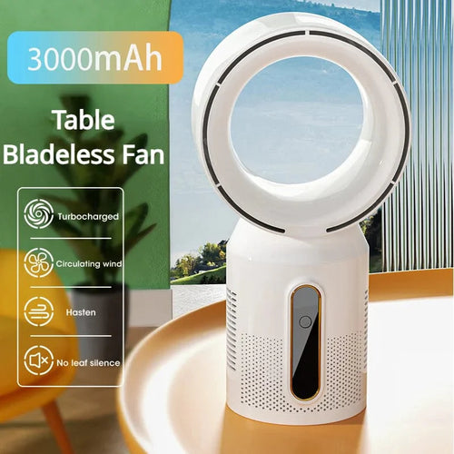Desktop Bladeless Electric Fan Bordvifte 5-hastighets tårnvifte for baby kjøler luftkondisjonering USB oppladbar kjølevifte | Skanto