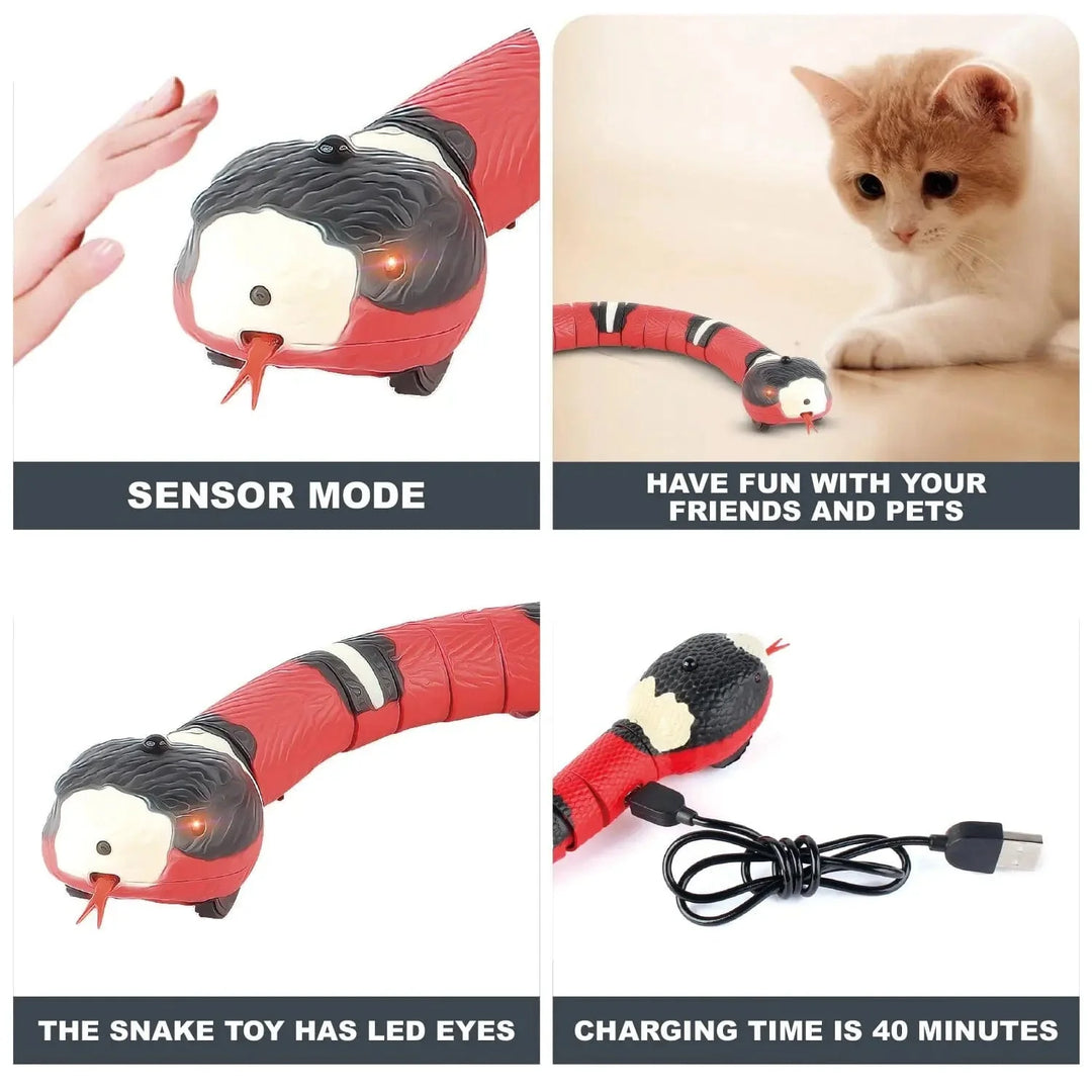 Smart Sensing Kattelek Interaktiv Automatisk Elektronisk Slange Kat Teaser Innendørs Lekesett Kattungeleke USB Oppladbar for Katter Kattunge | Skanto