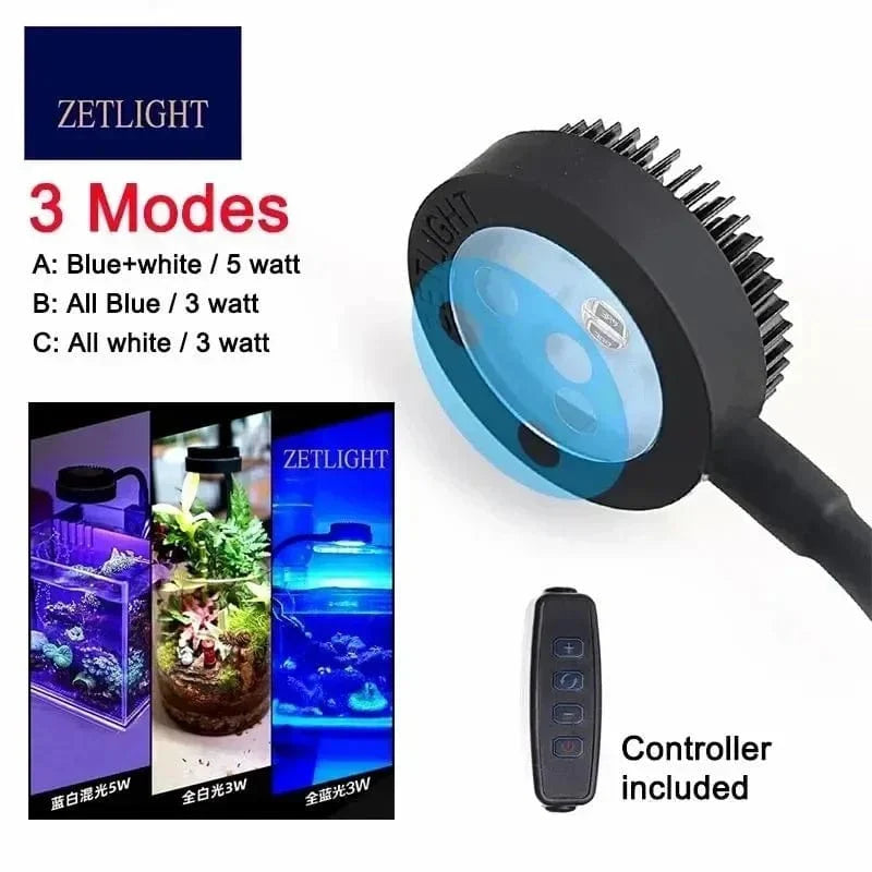 Zetlight LED lampe M1 LED Full Spectrum Nano Liten Akvarium Fiskebeholdning Sjøvann Saltvann Marine Koralrev LED og plante Lys | Skanto