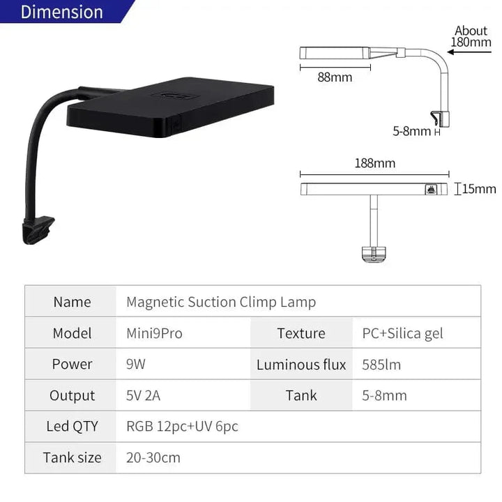 UKE AQUA USB akvarielampe Plant Grow Full spektrum LED Økologi Mikrolandskap lys Nano akvarielampe | Skanto