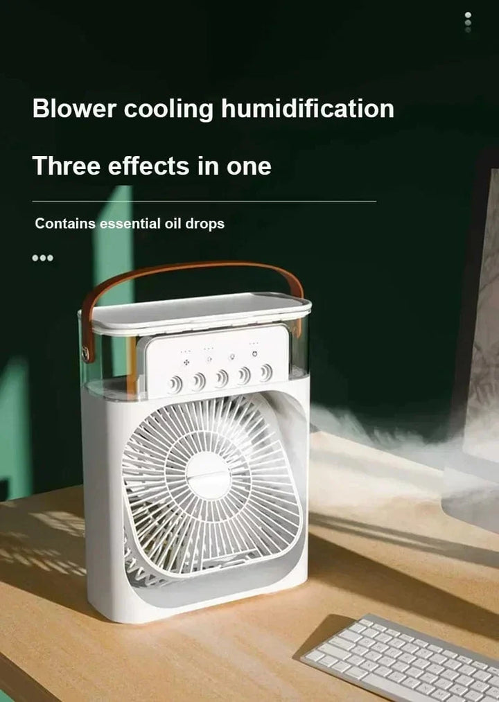 Ny 3 I 1 Viftekjøler Husholdning Mini Vifte Klimaanlegg LED Nattlys Bærbar Luftfukter Luftjusteringsvifte Kontor Hjem Vifte | Skanto