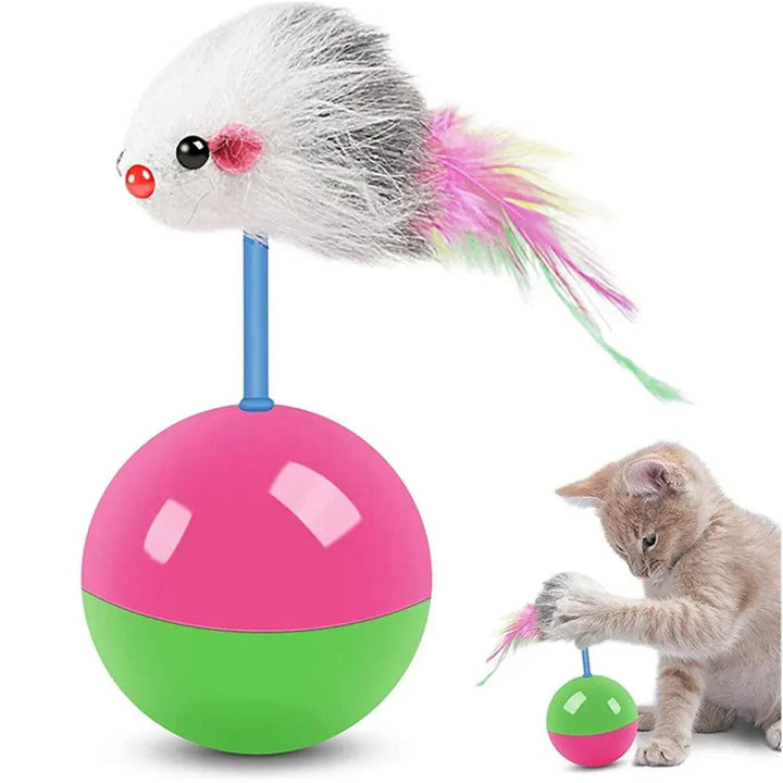 Pet katt leker holdbare fargerike fjær Mimi favoritt pels mus tumbler kattunger katt leker leke baller for fang kattutstyr 2PCS | Skanto