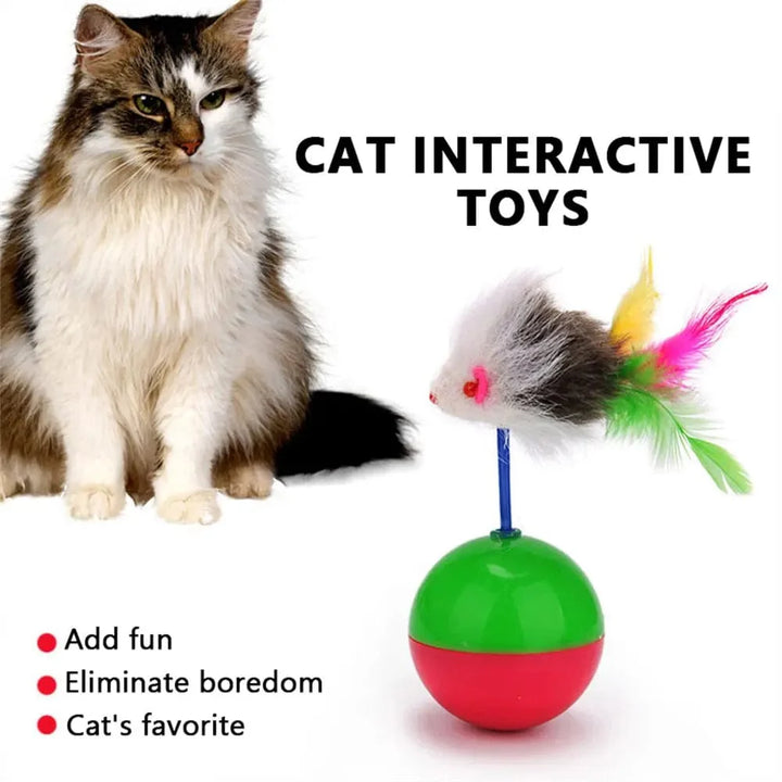 Pet katt leker holdbare fargerike fjær Mimi favoritt pels mus tumbler kattunger katt leker leke baller for fang kattutstyr 2PCS | Skanto
