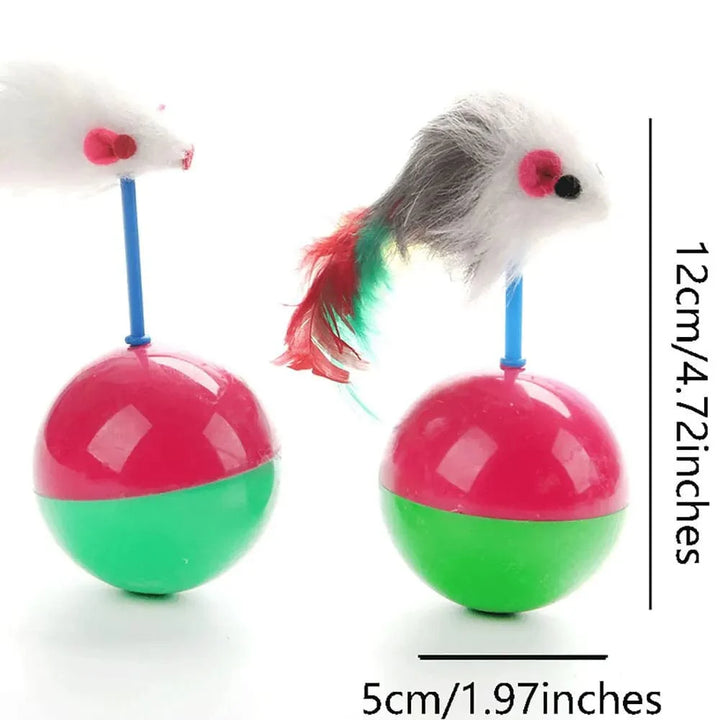 Pet katt leker holdbare fargerike fjær Mimi favoritt pels mus tumbler kattunger katt leker leke baller for fang kattutstyr 2PCS | Skanto
