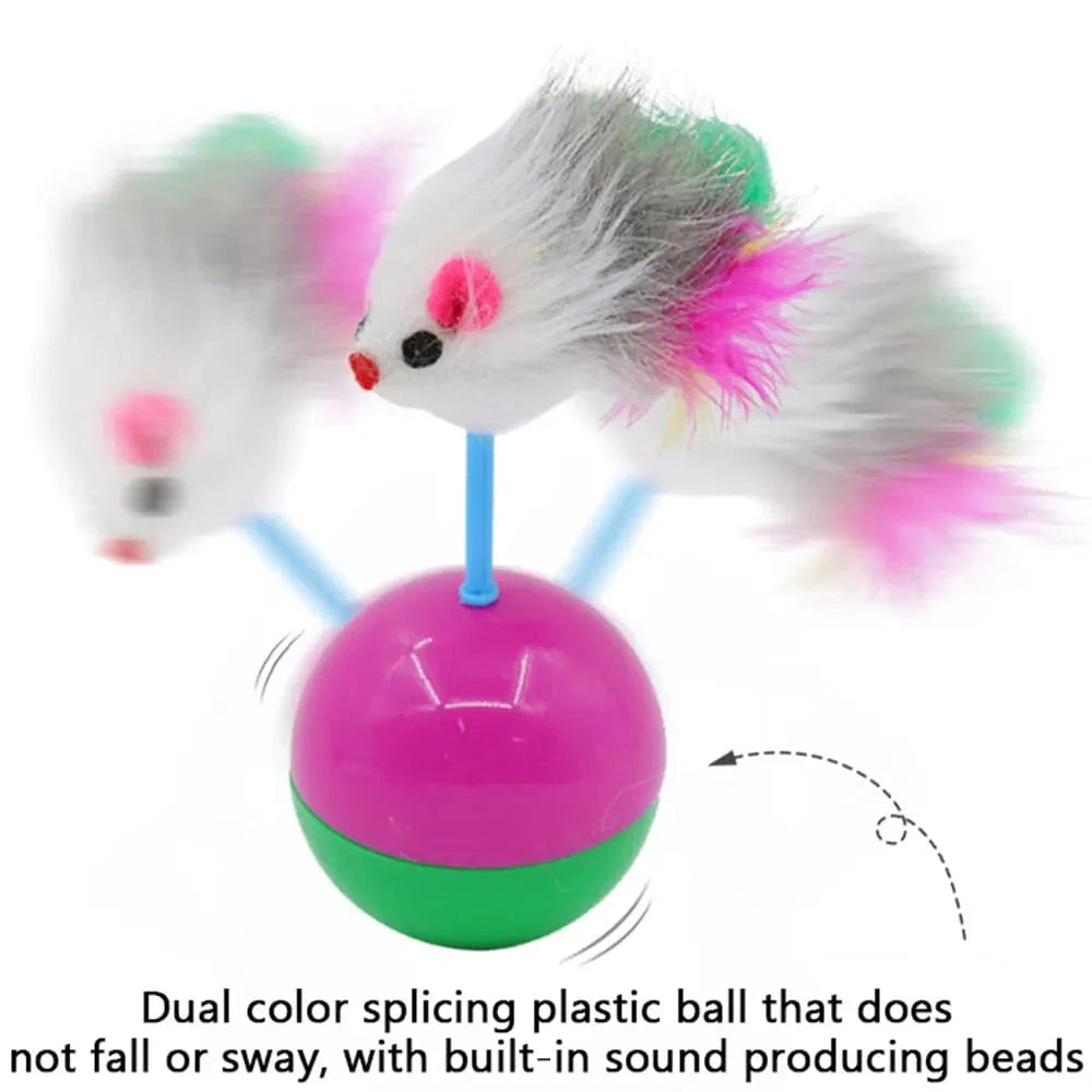 Pet katt leker holdbare fargerike fjær Mimi favoritt pels mus tumbler kattunger katt leker leke baller for fang kattutstyr 2PCS | Skanto