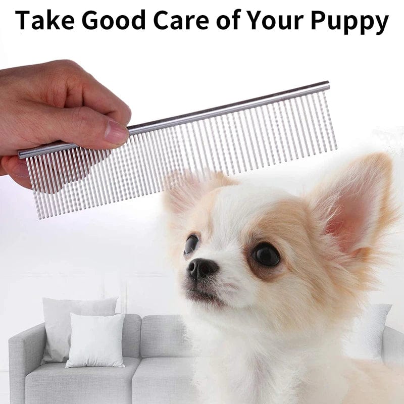 Pet Dematting Comb Rustfritt Stål Pet Grooming Kam for Hunder og Katter Fjerner Skånsomt Løs Underull Flått Kam Pretty&Better | Skanto
