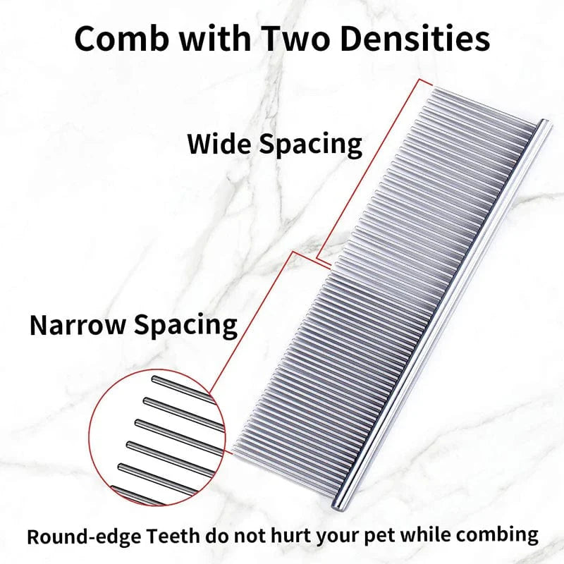Pet Dematting Comb Rustfritt Stål Pet Grooming Kam for Hunder og Katter Fjerner Skånsomt Løs Underull Flått Kam Pretty&Better | Skanto