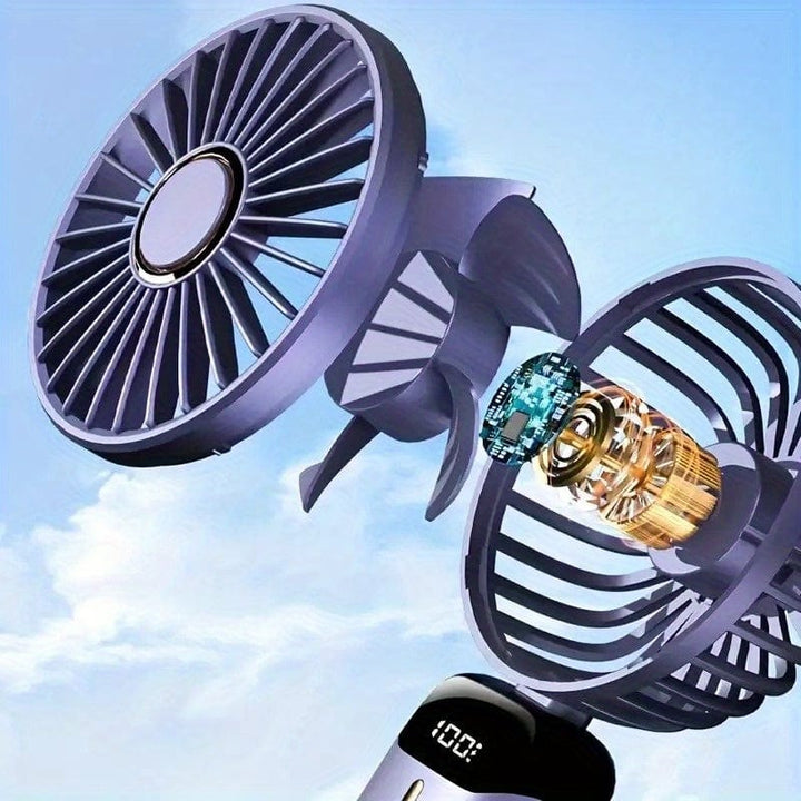 Bærbar Mini USB Vifte LED Digital Skjerm 5 Hastigheter 21t Batterilevetid Stille Drift Ideell for Sommerreiser og Husholdningsbruk | Skanto