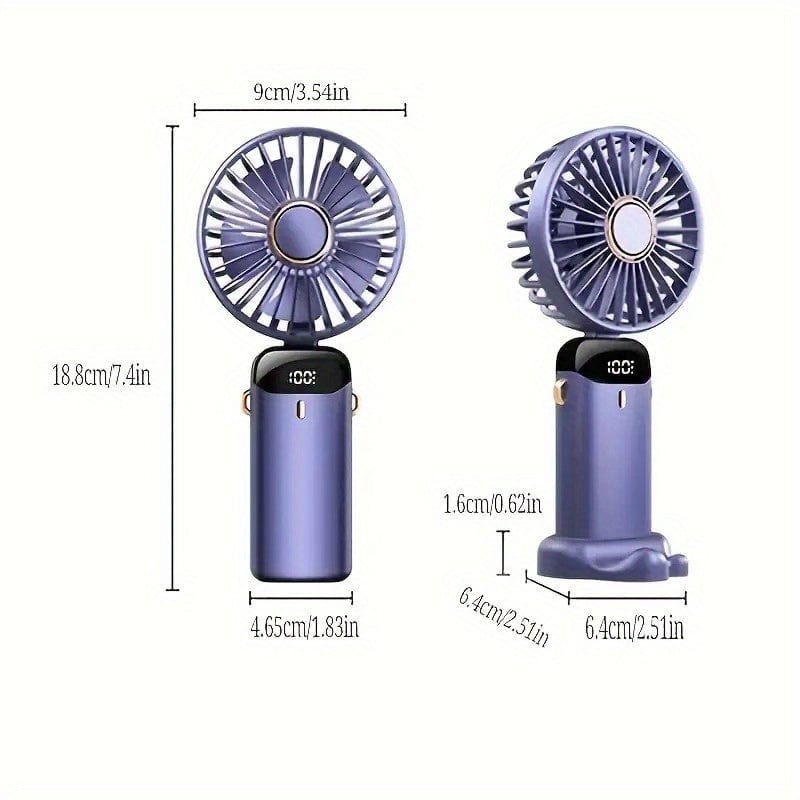 Bærbar Mini USB Vifte LED Digital Skjerm 5 Hastigheter 21t Batterilevetid Stille Drift Ideell for Sommerreiser og Husholdningsbruk | Skanto