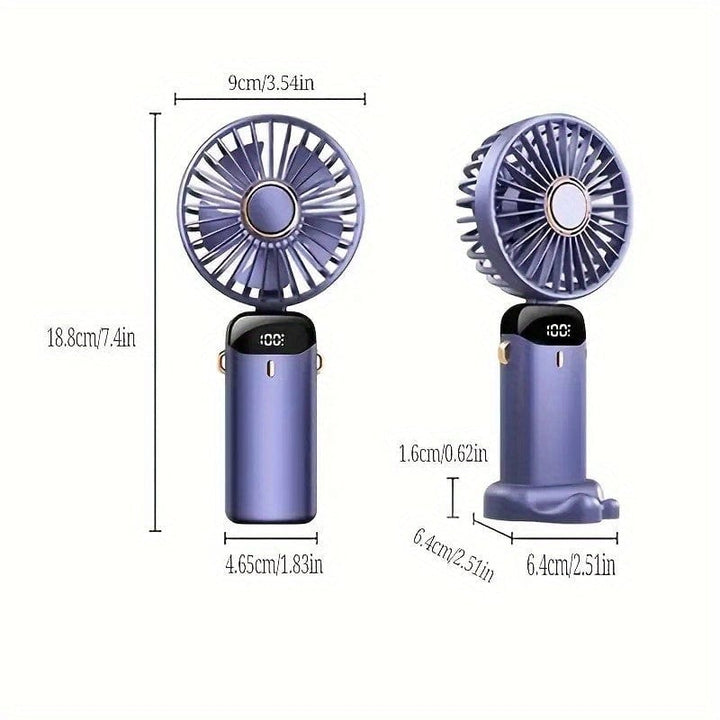 Bærbar Mini USB Vifte LED Digital Skjerm 5 Hastigheter 21t Batterilevetid Stille Drift Ideell for Sommerreiser og Husholdningsbruk | Skanto
