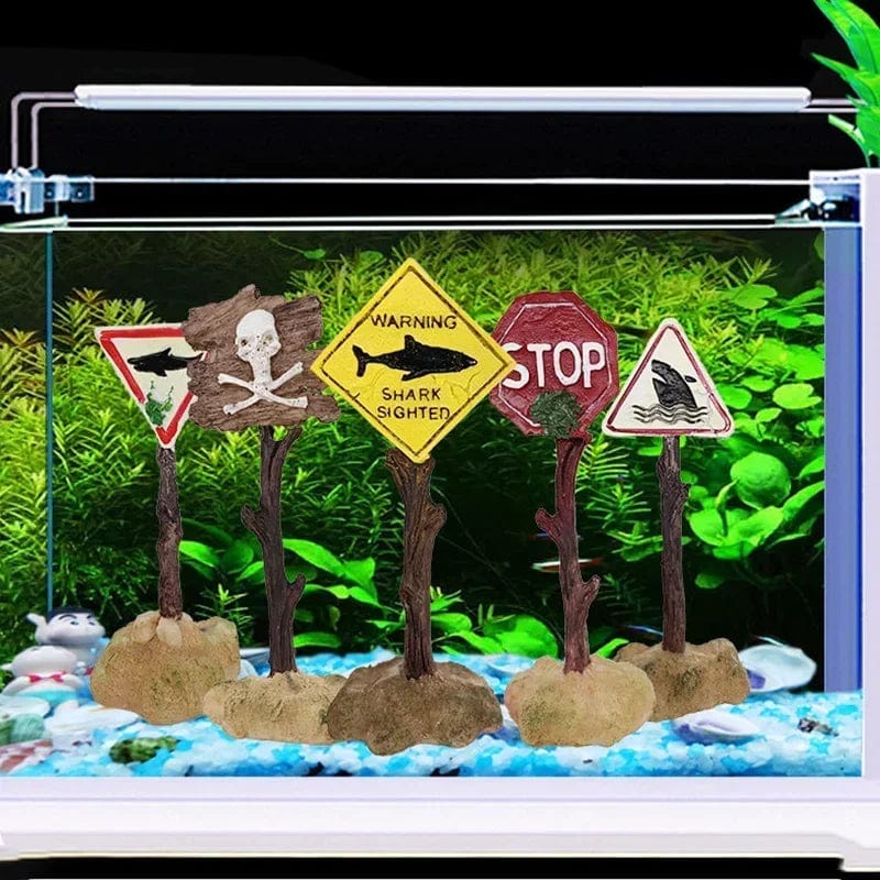 Harz Akvarium Dekorasjon Ornamenter Künstlich Hai Advarsel Skilt Landskaps Tilbehør for Fiskebowl Akvarium Bakgrunn | Skanto