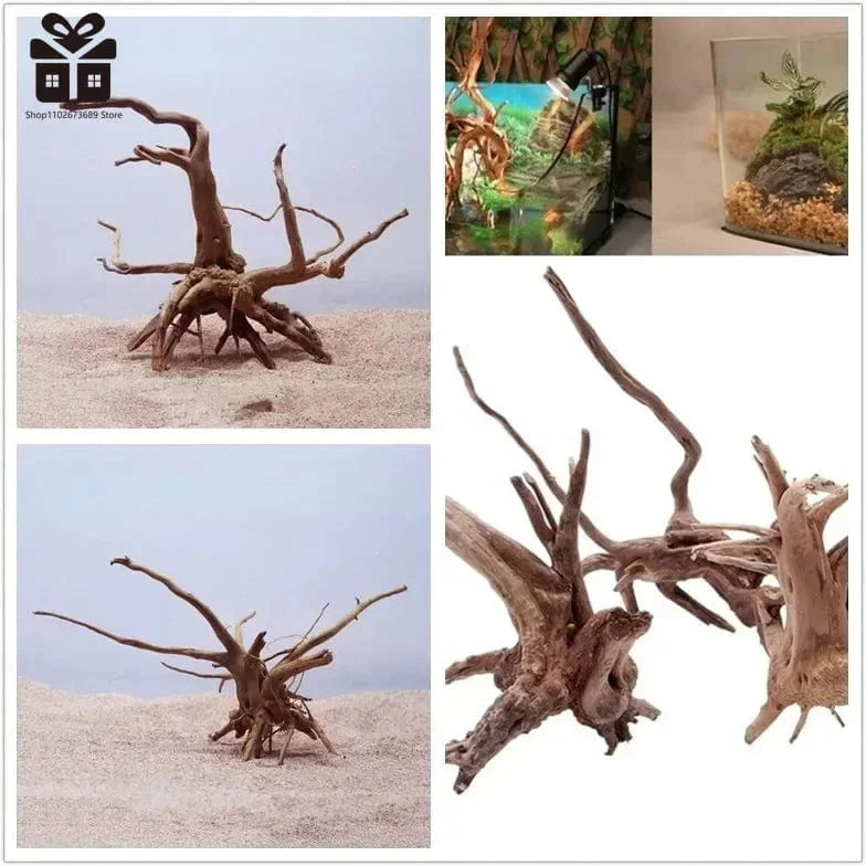 Norvo | Naturlig trestamme drivved akvarium fisk tank reptil sylinder røtter plante tre dekorasjon ornament tilbehør akvarium planter