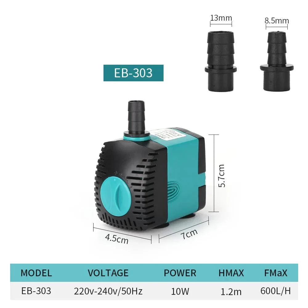 Ultra-Stille 3-60W Nedsenkbar Vannfontene Pumpe Filter Fiskedam Akvarium Vannpumpe Tankfontene EU US 220V-240V | Skanto