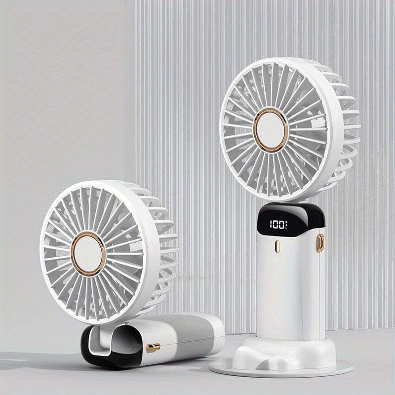 Bærbar Mini USB Vifte LED Digital Skjerm 5 Hastigheter 21t Batterilevetid Stille Drift Ideell for Sommerreiser og Husholdningsbruk | Skanto