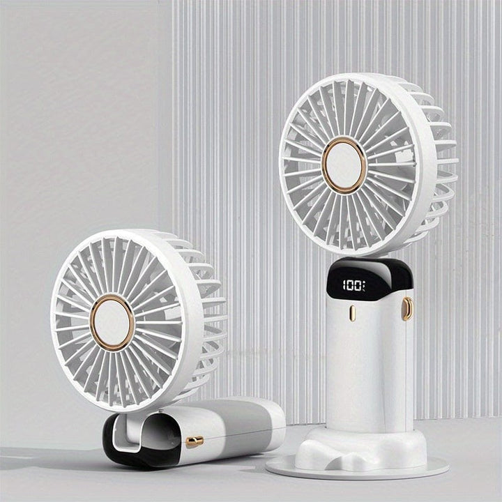 Bærbar Mini USB Vifte LED Digital Skjerm 5 Hastigheter 21t Batterilevetid Stille Drift Ideell for Sommerreiser og Husholdningsbruk | Skanto