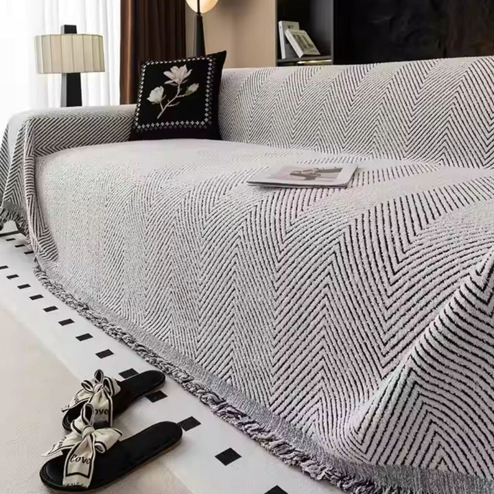 Skanto | CUSHVIVE – Herringbone Sofa Cover with Splash Protection and Non-Slip Design