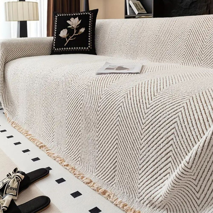 Skanto | CUSHVIVE – Herringbone Sofa Cover with Splash Protection and Non-Slip Design